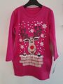 Weihnachtskleid Rentier Christmas X-Mas Kleid pink Weihnachten warm rosa