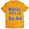 5 Blatt DIN A4 T-Shirt Transferfolie Bügelfolie Folie für helle Stoffe