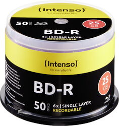 50 Intenso Rohlinge Blu-ray BD-R 25GB 6x Spindel