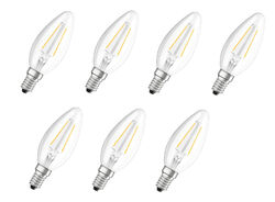 7x Osram STAR Classic B15 LED Kerze E14 1,5W = 15W warmweiß EEK:F (Spektrum A-G)