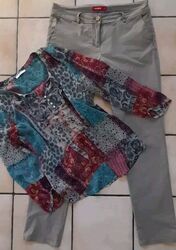 2 Teile Gr.40 khaki/rot: Manguun Chino-Hose + Esprit Bluse 