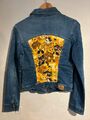 Création Modèle Unique veste en Jeans Bleu used Collection Klimt les chats T 38