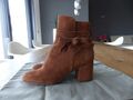 BRUNO PREMI gepflegte Stiefelette 37 Wildleder Cognac Braun Boots Schleife