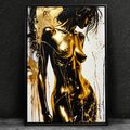 ✅ Wandbild, Erotische FRAU - Schwarz und Gold Acrylglas, Leinwand, Poster BILDER