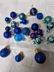 Mini Weihnachtschmuck 4 Baumschmuck blau Christbaum Kugel Glas x-mas 2-3 cm