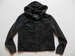 Levi's Jacke Jeansjacke Gr. XL black Denim, mit Sweatshirt- Ärmeln und -Kapuze !