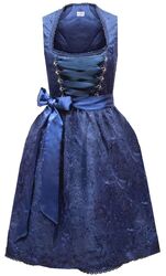 Dirndlspatz Midi Dirndl Damen Trachtenkleid Blau Kleid Schürze Oktoberfest