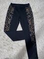 SARAH KERN Hose Damen Gr.42 Schwarz Glitzer Röhre Treggings Stretch