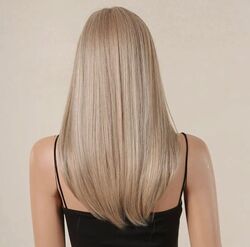 Damen Perücke Blond Gerade Wie Echthaar Perücke Wig Langhaar glatt hochwertig