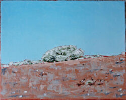 Teneriffa Vulkanlandschaft mit Wachteln, Gemälde Öl Leinw.,gespachtelt u. Pinsel
