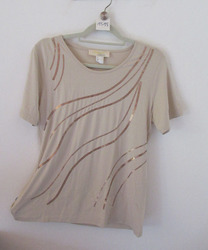 Damen T-Shirt von "Alessa W. collection", Gr. 42, beige mit Pailletten