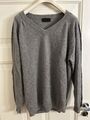 ♥Beta  Pullover 100% Kaschmir V-Neck grau unifarben Gr. L♥