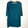 Nomaden Kord Cord Nadelschnur Kleid Größe UK 10 grün 3/4 Ärmel 100 % Baumwolle