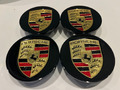 Porsche Macan Nabendeckel glanzschwarz FARBIGE WAPPEN NEU und ORIGINAL NP: 180,-