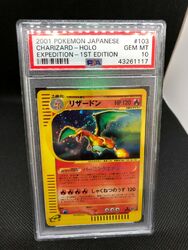 Pokemon Card Japanese 2001 Expedition Charizard 1st edition 103/128 swirl PSA 10