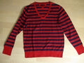 Tommy Hilfiger Damen Pullover in Gr. L rot schwarz V-Ausschnit