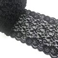 1m elastische Spitzenborte 100x20cm Spitzenband Spitze Lace Polyester Schwarz