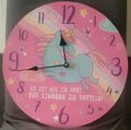 Einhorn Wanduhr mit Spruch Analog Küchenuhr Uhr 34cm Kinderzimmer Mädchen 