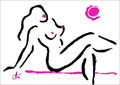 JACQUELINE DITT - Hot Girl  Pink Moon Original Druck Grafik sign.Akt Bild Pin Up