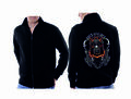 Sweatshirtjacke Schwarz Biker Chopper Skull & Motorradmotiv Modell Rock