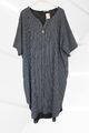 Kleid Hemd Bluse Kaftan 48 50 52 54 56 58 Lagenlook Streifen schwarz grau