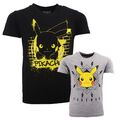 Pokemon Pikachu Kinder T-Shirt Kurzarm Shirt Baumwolle 110 bis 152 Grau Schwarz