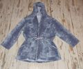 Fleecejacke Sweatjacke Damen Gr.L/XL m.Kapuze, Taillenzug, Jeanslook hellblau