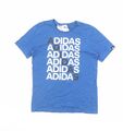 Adidas Jungen blau 100 % Baumwolle Basic T-Shirt Größe 11-12 Jahre Rundhalsausschnitt Pullover