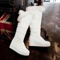 Frauen Pelz Trim Thick Knee High Stiefel Plattform Keilabsatz wasserdicht Schnee