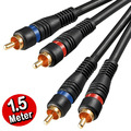 Cinchkabel Stereo, doppelt geschirmt vergoldet, Cinch Chinch RCA Kabel 1.5 Meter