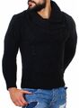 Young & Rich Herren Strick Pullover mit Schalkragen uni einfarbig grob gestrickt