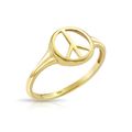 14K Echt Massiv Gelbgold Friedensschild Siegel Ring Minimalistisch Versprechen Band Ring