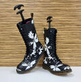 Dr. Martens Petula Black White Flower Lamper Zip 14 Eyelet Boot Stiefel 7 = 41