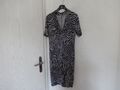 PETER HAHN SOMMERKLEID  T SHIRT DRESS  GR. 46 SCHWARZ WEISS WRAP KLEID