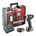 METABO 12V Akku Bohrschrauber PowerMaxx BS 12 Set | 2x Akku 2,0 Ah Mobile Werkst