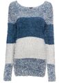 Flauschiger Pullover im Streifen-Design Gr. 48/50 Indigo Hellgrau Sweater Neu