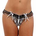 Sexy Damen String-Tanga mit Ouvert und Spitze Schwarz-Weiß 34/36/38 #UW308