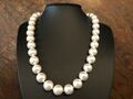 Muschelkernperlen Collier Kette Länge 51 cm ! Perlen WHITE ca  14 mm ! 