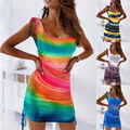 Sexy Damen Gradient Trägerkleid Freizeitkleid Minikleid Sommer Urlaub Partykleid