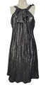 Lela Rose Abendkleid schwarz metallic glänzend Seidenmischung Schleife Detail US 4 UK 8