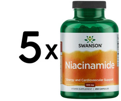 (100 g, 905,25 EUR/1Kg) 5 x (Swanson Niacinamide, 500mg - 250 caps)