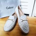 Neu Gabor Loafer Slipper Gr. 40,5 Weiß Gold Weite G  Echtleder