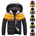 Herren Splice Bubble Steppjacke Puffer Parka Mantel Kunstpelz Kapuze Mantel