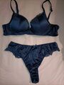 Tezenis Satin BH Gr 85B Dunkelblau Set