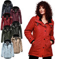 Navahoo Damen Regen Jacke Parka Mantel warm gefüttert Teddyfell Kapuze B847