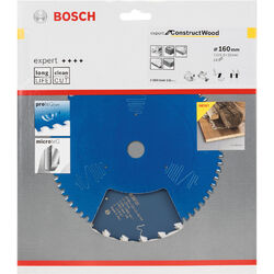 Bosch Sägeblatt Kreissägeblatt Expert for Construct Wood, Ø 160mm, 24ZBohrung 20mm, für Handkreissägen