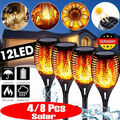 4x/8x Solarleuchte 12 LED Garten Beleuchtung Solar Fackel Lampe Leuchte Flamme