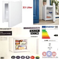 Silvercrest Minigefrierschrank Mini-Kühlschrank 33L. 148 kWh/Jahr Leise Tiefkühl