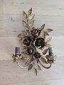 Antike Florentiner Wandlampe – Shabby Chic – Vergoldet – Rosen-Design