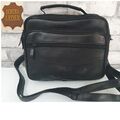 Herren Damen Umhängetasche echt Leder schwarz Handytasche Schultertasche Tasche